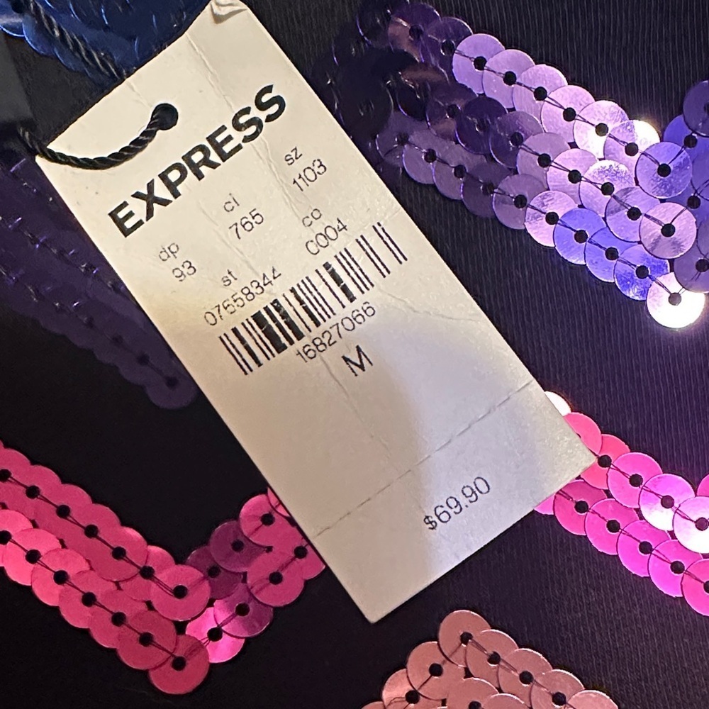 NWT Express Vibrant Sequin Chevron Mini Skirt - Picture 2 of 6